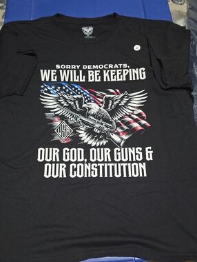 Black Graphic Patriot Tee with Eagle & Flag